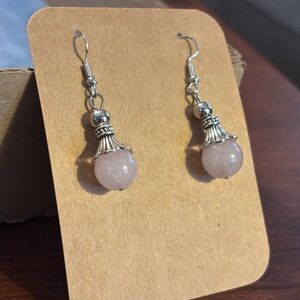 Elegant Silver and Pink Dangle Earrings Handcrafted